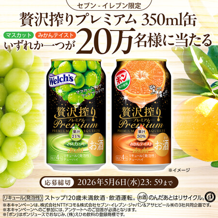 『アサヒ 贅沢搾りプレミアム 350ml缶』が20万名様に当たる！キャンペーン