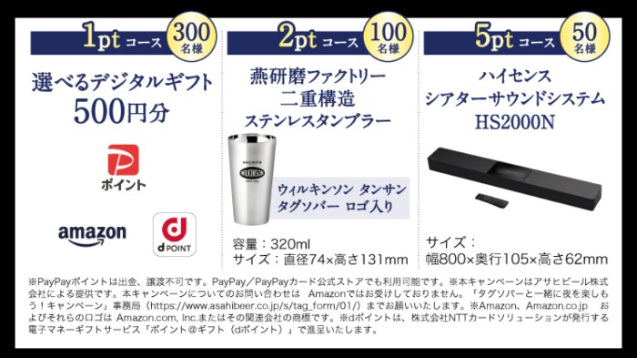 ハイセンス シアターサウンドシステム、デジタルギフト500円分など