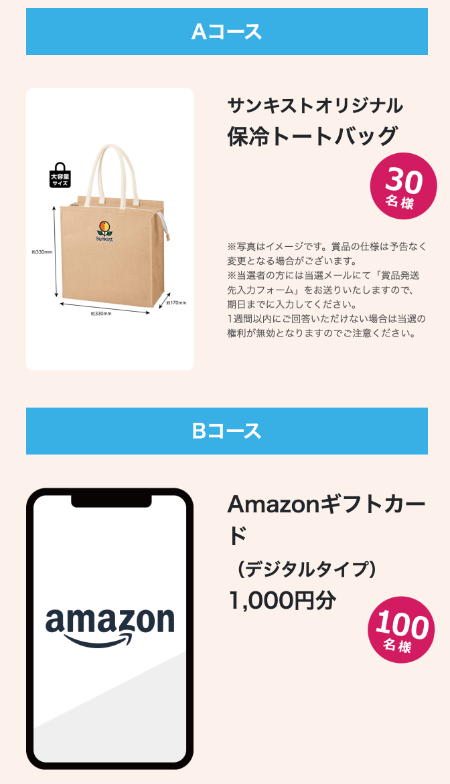 保冷トートバッグ、Amazonギフトカード1,000円分