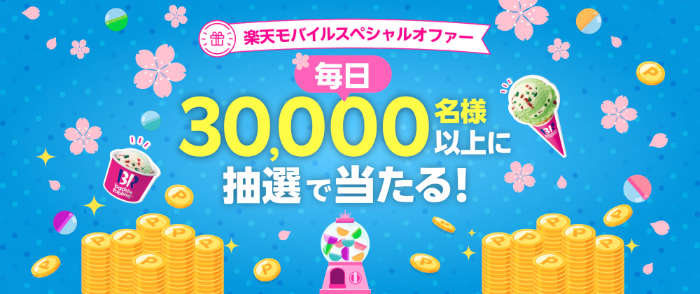 楽天ポイント最大5,000円分がその場で当たる 楽天モバイルスペシャルオファー