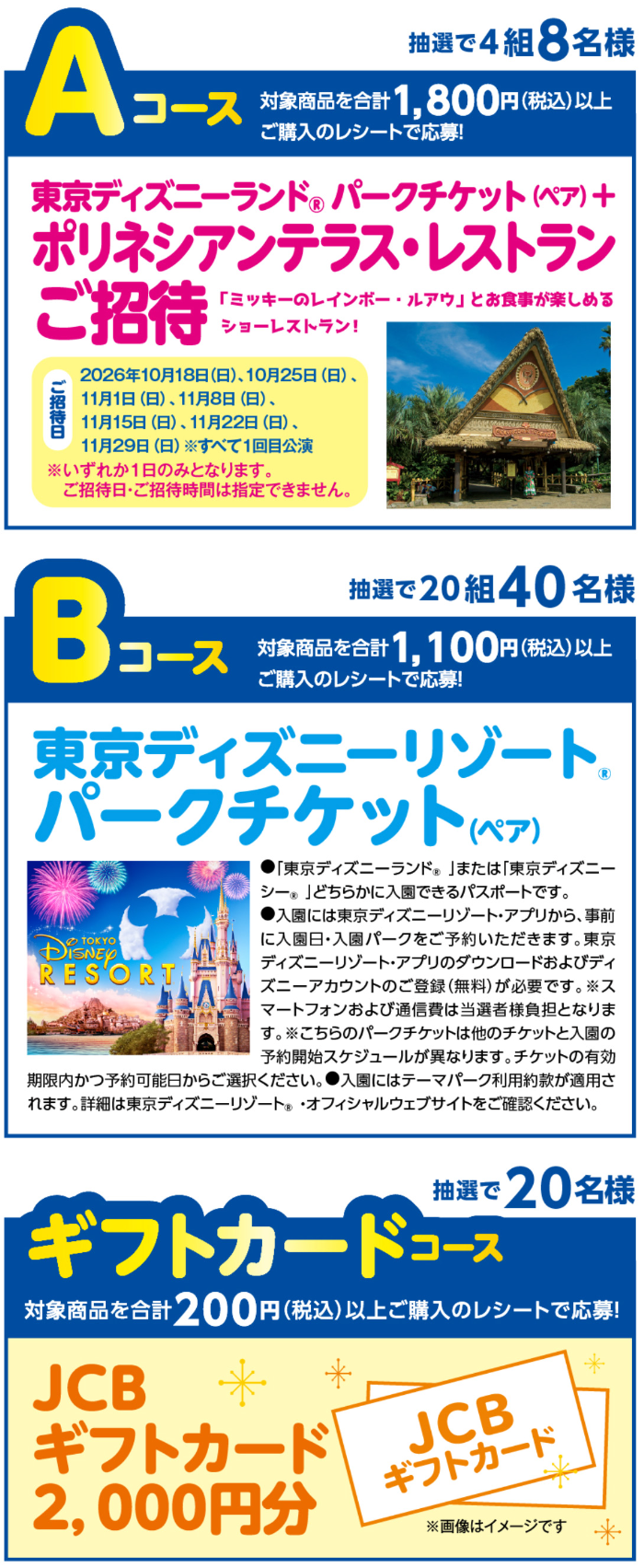 東京ディズニーランド パークチケット＋レストラン招待券など
