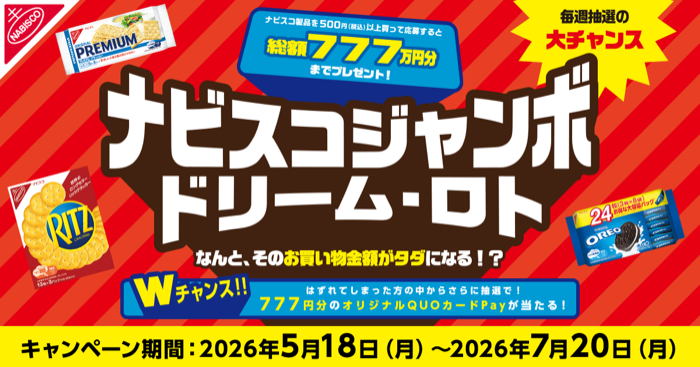 モンデリーズ・ジャパンの懸賞「ナビスコジャンボ ドリーム・ロトキャンペーン」