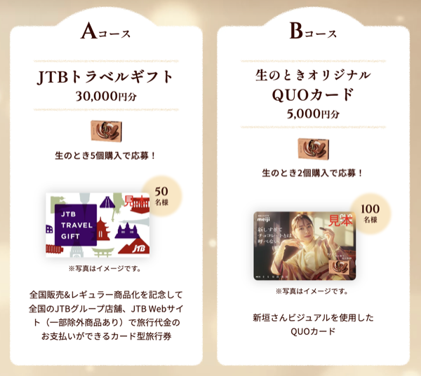 JTBトラベルギフト3万円分、新垣結衣 QUOカード5,000円分