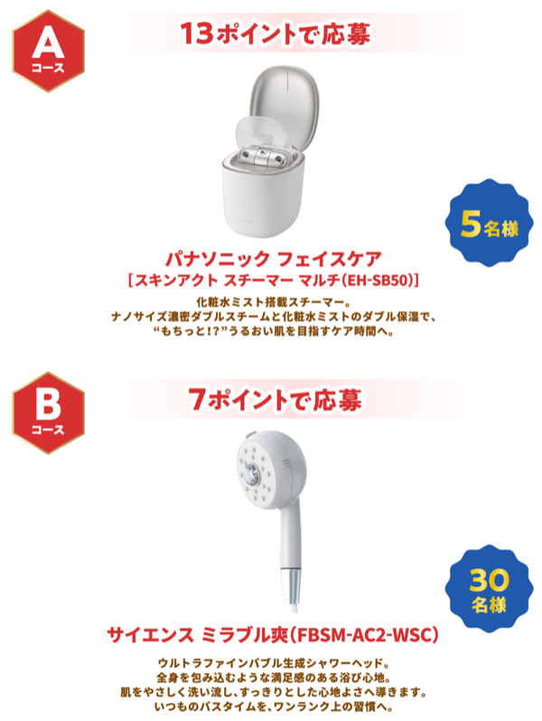 パナソニック スチーマー、QUOカード1,000円分など１