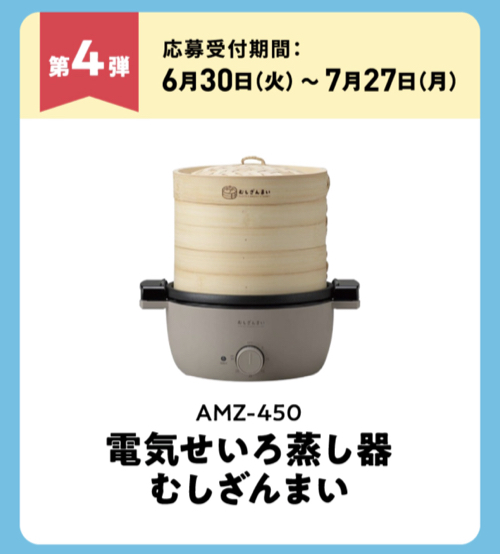 ギフトペイ500ポイント、電気せいろ蒸し器など３