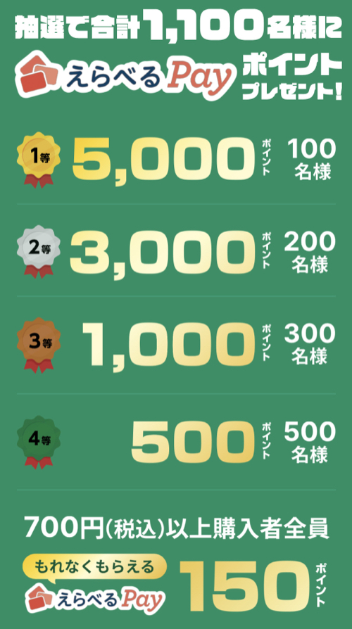 えらべるPay最大5,000ポイント