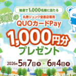 丸善ジュンク堂書店 初夏の丸善ジュンク堂書店専用QUOカードPay1,000円分プレゼント