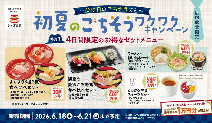 かっぱ寿司 初夏のごちそうワクワクキャンペーン レシート応募キャンペーン