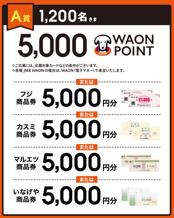 WAON POINT最大5000円分、電気圧力鍋など1