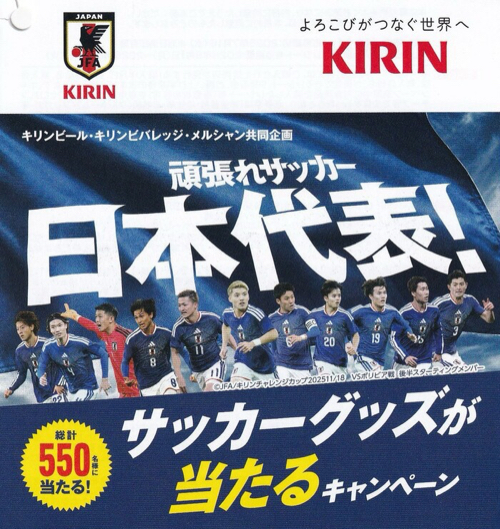 万代×キリンビール・キリンビバレッジ・メルシャン 頑張れサッカー日本代表！サッカーグッズが当たるキャンペーン