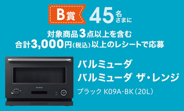 WAON POINT or 商品券5,000円分、バルミューダ ザ・レンジ２