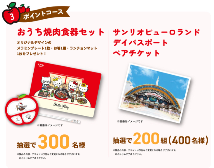 サンリオピューロランド ペアチケット、えらべるPay500ポイントなど１