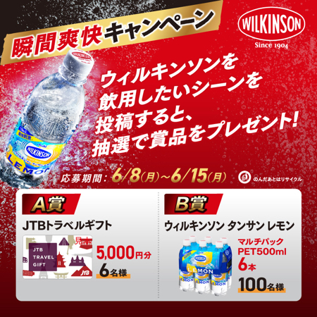 JTBトラベルギフト5,000円分、ウィルキンソン6本が当たるXキャンペーン