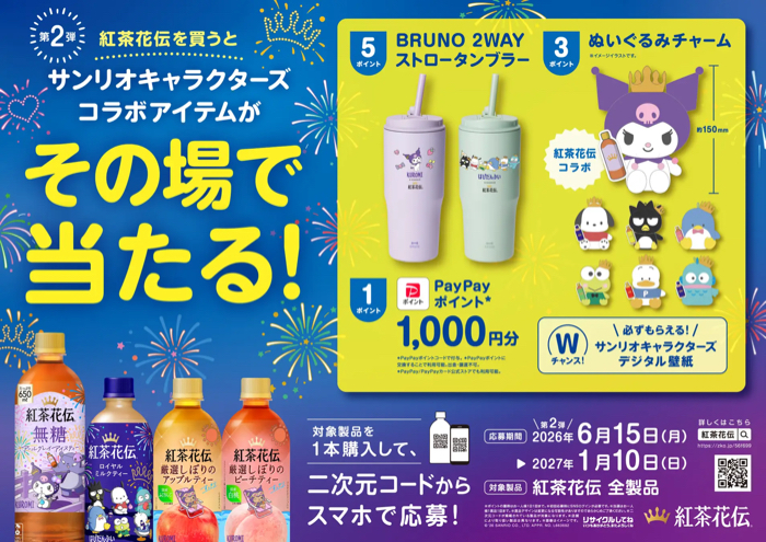 コカ・コーラ 紅茶花伝 サンリオキャラクターズコラボアイテムがその場で当たる!キャンペーン 第2弾