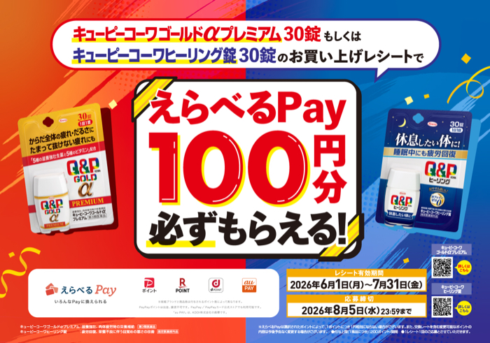 興和 キューピーコーワえらべるPay100円分必ずもらえる!キャンペーン