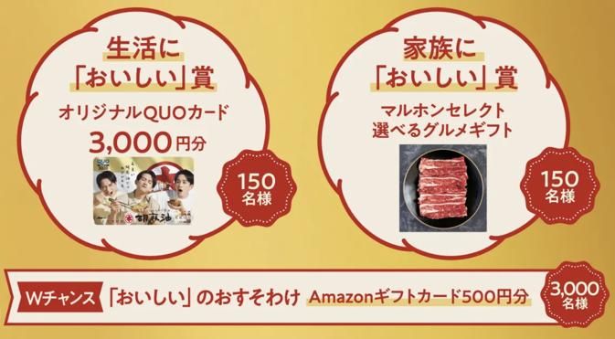 町田啓太 QUOカード3,000円、グルメカタログギフト、Amazonギフトカード500円