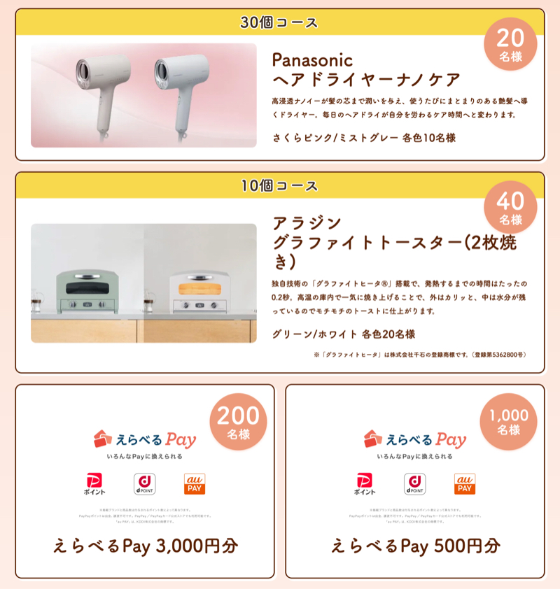 Panasonic ドライヤーナノケア、えらべるPay最大3,000円分など