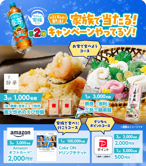 コカ・コーラ やかんの麦茶 家族で当たる!キャンペーンやってるゾ!第2弾