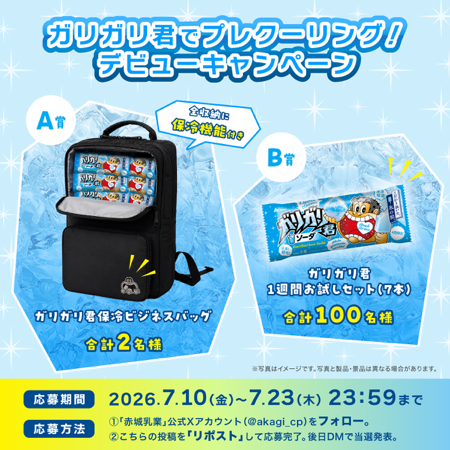 ガリガリ君保冷ビジネスバッグ、ガリガリ君 1週間分が当たるXキャンペーン