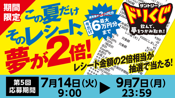 そのレシート、タダになる！？サントリードリくじ 第5回