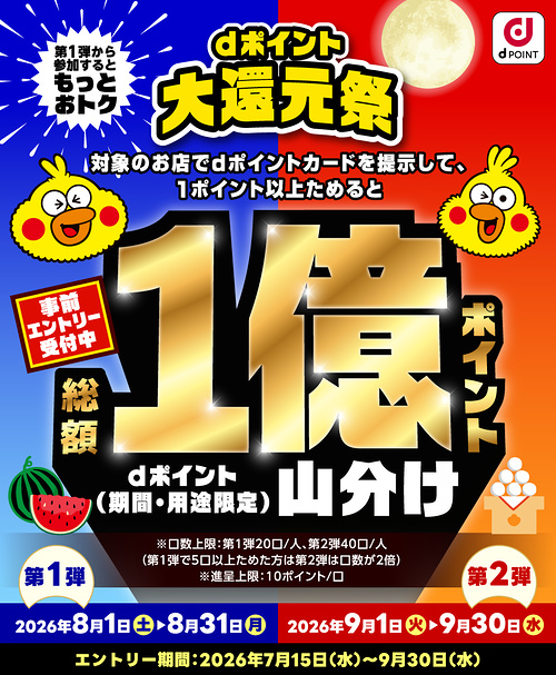 dポイント 総額1億円!山分けキャンペーン