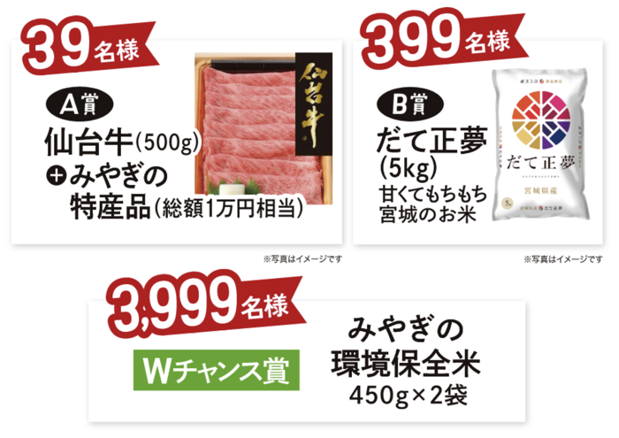 仙台牛+みやぎの特産品 総額1万円、宮城のお米 5kg