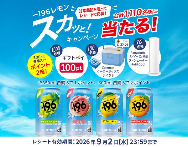 サントリー ー196 ー196レモン、スカッとキャンペーン