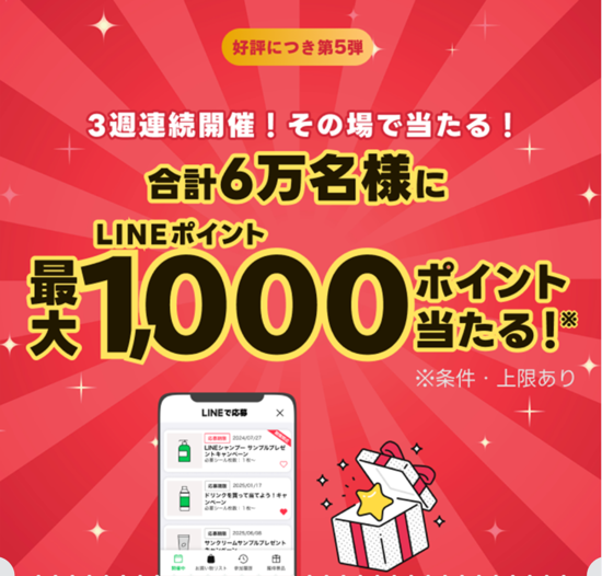 LINEポイント最大1,000円分がその場で当たるLINEキャンペーン