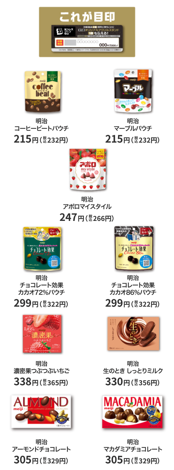 明治の対象お菓子