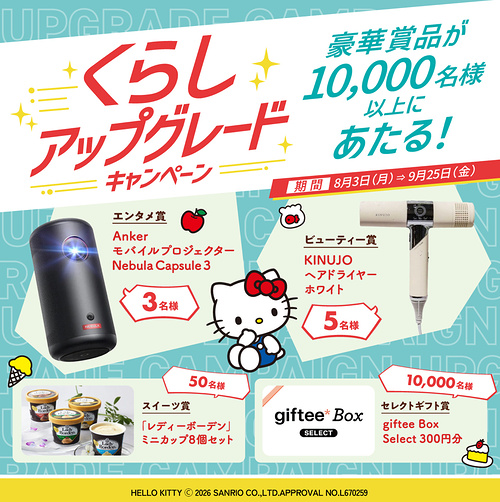 giftee Box 300円分、Ankerモバイルプロジェクターなどが当たるLINEキャンペーン
