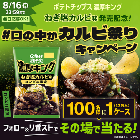 カルビー 濃厚キングねぎ塩カルビ味 12袋がその場で当たるXキャンペーン
