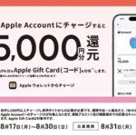 コンビニ Apple Gift Cardチャージ 10%還元キャンペーン ローソン・ミニストップ・セブンイレブン・ファミリーマート Apple Gift Cardチャージ 10%還元キャンペーン