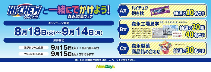 NewDays×森永製菓 ハイチュウと一緒にでかけよう!森永製菓フェア キャンペーン