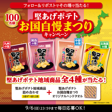 堅あげポテト地域商品詰め合わせがその場で当たるXキャンペーン