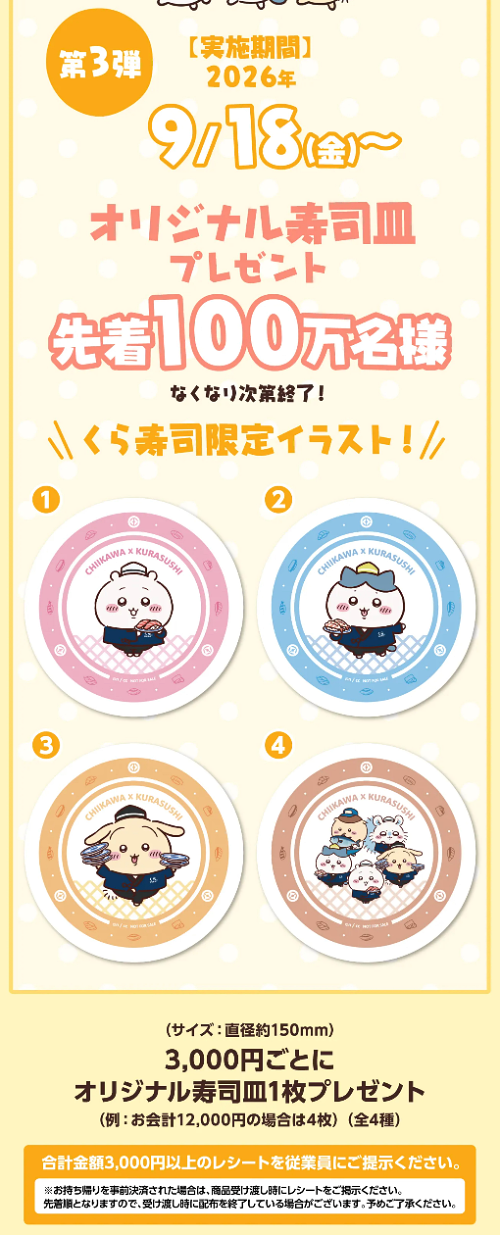 ちいかわオリジナル寿司皿