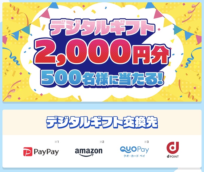デジタルギフト2,000円分