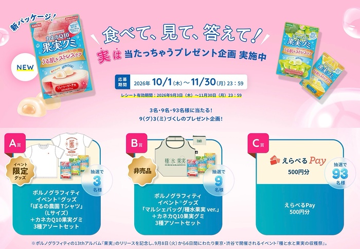 カネカQ10果実グミ 食べて、見て、答えて!“実は”当たっちゃうプレゼント企画